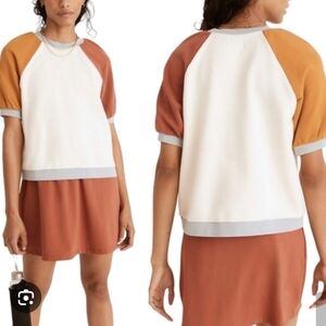 Madewell Puff-Sleeve Sweatshirt Tee In Antique Cream Size Large